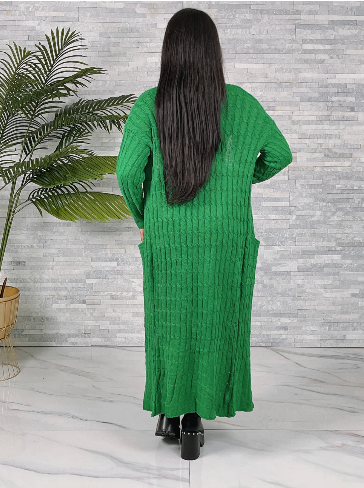 Kelly Green Lightweight Long Open Maxi Cardigan for Women Soft Stretchy Duster Knit Sweater 80% Polyester 20% Acrylic