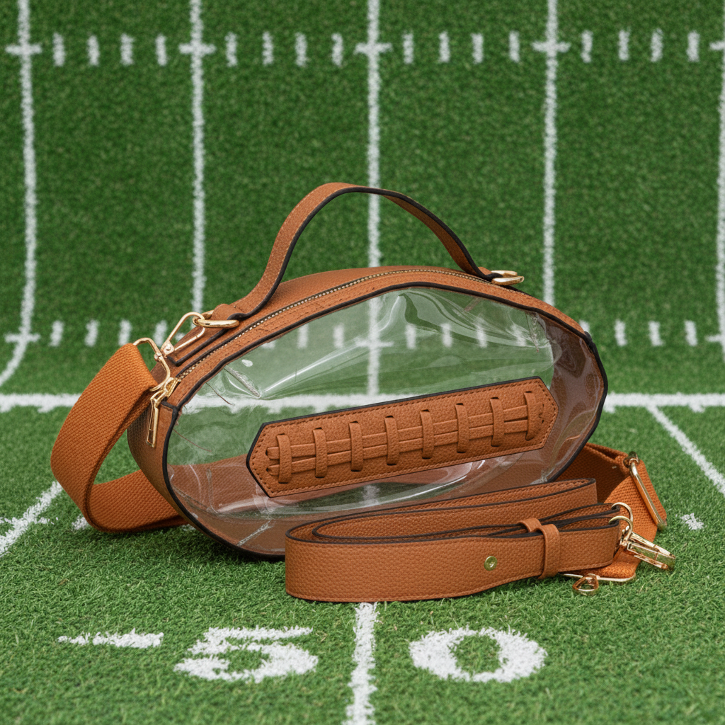 football crossbody bag, clear stadium purse, women's crossbody bag